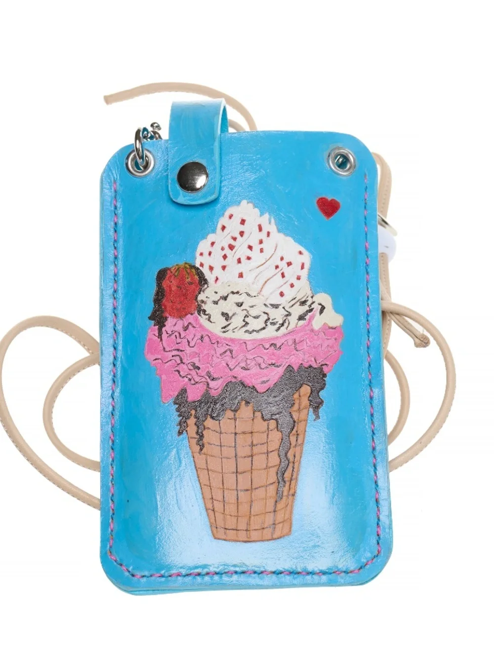 Cross body leather ice cream phone carrier